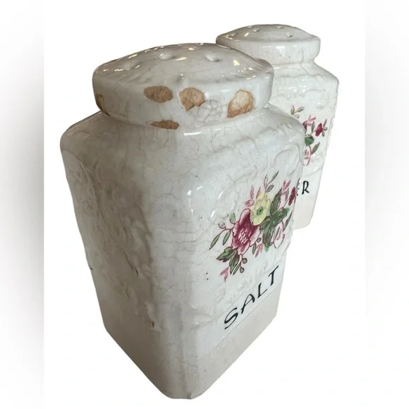 Large Vintage Transferware Salt & Pepper Shakers, Made in Japan - Picture 5 of 7